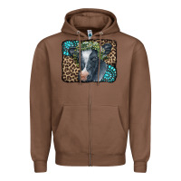 Chestnut Floral Cow Leopard Gemstone Zipper Hoodie - CowCowDesign
