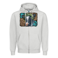 Floral Cow Leopard Gemstone Zipper Hoodie | Teevron