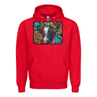 Red Floral Cow Leopard Gemstone Zipper Hoodie - CowCowDesign