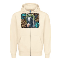 Sandshell Floral Cow Leopard Gemstone Zipper Hoodie - CowCowDesign