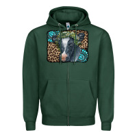 Sports Green Floral Cow Leopard Gemstone Zipper Hoodie - CowCowDesign