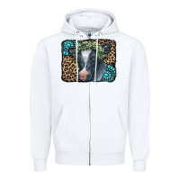 White Floral Cow Leopard Gemstone Zipper Hoodie - CowCowDesign
