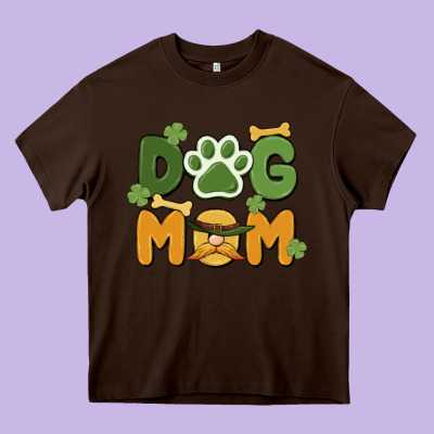 St. Patricks Day Dog Mom Heavy Core Tee Designed By Maliassmallbusiness