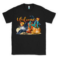 Black Welcome Fall With Crow Classic Tee - LillyAllenDesigns