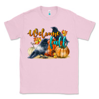 Bubblegum Pink Welcome Fall With Crow Classic Tee - LillyAllenDesigns