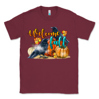 Burgundy Welcome Fall With Crow Classic Tee - LillyAllenDesigns