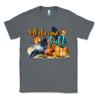 Charcoal Heather Welcome Fall With Crow Classic Tee - LillyAllenDesigns