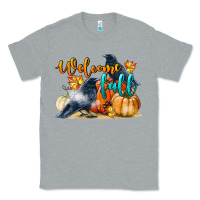 Heather Grey Welcome Fall With Crow Classic Tee - LillyAllenDesigns