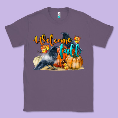Welcome Fall With Crow Classic Tee Designed By Lillyallendesigns
