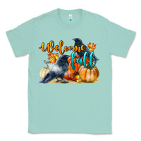 Seafoam Welcome Fall With Crow Classic Tee - LillyAllenDesigns