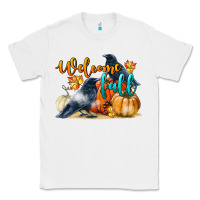 White Welcome Fall With Crow Classic Tee - LillyAllenDesigns