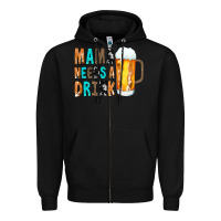 Black Mama Needs a Drink Zipper Hoodie - CowCowDesign
