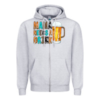 Heather Grey Mama Needs a Drink Zipper Hoodie - CowCowDesign