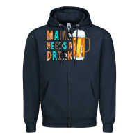 Navy Mama Needs a Drink Zipper Hoodie - CowCowDesign