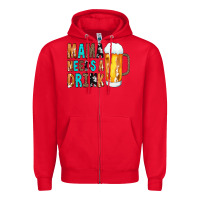 Red Mama Needs a Drink Zipper Hoodie - CowCowDesign