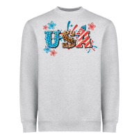 Heather Grey USA 4th of july Heavyweight Sweatshirt - HowdyJamesFarm