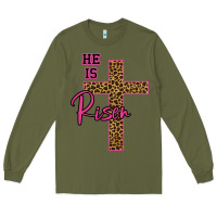 Army Green He Is Risen Leopard Long Sleeve Tee - Bettercallsaul