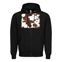 Black Brown Cowhide Background Zipper Hoodie - CowCowDesign
