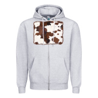 Heather Grey Brown Cowhide Background Zipper Hoodie - CowCowDesign