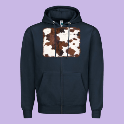 Brown Cowhide Background Zipper Hoodie Designed By Cowcowdesign