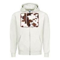 Oatmeal Heather Brown Cowhide Background Zipper Hoodie - CowCowDesign