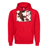 Red Brown Cowhide Background Zipper Hoodie - CowCowDesign