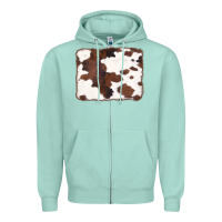 Seafoam Brown Cowhide Background Zipper Hoodie - CowCowDesign
