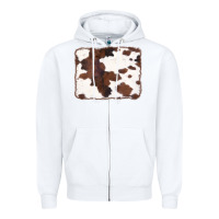 White Brown Cowhide Background Zipper Hoodie - CowCowDesign