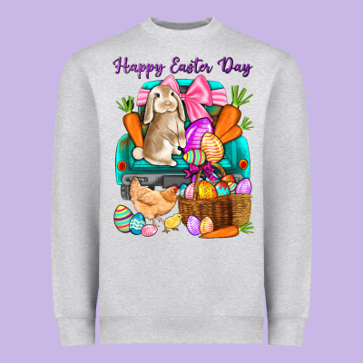 Happy Easter Day Truck Heavyweight Sweatshirt Designed By Howdyjamesfarm