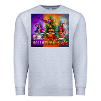 Heather Grey happy hallothanksmas Premium Sweatshirt - FaDigitalArtStudio