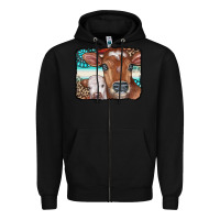 Black Cows Serape Leopard Gemstone Zipper Hoodie - CowCowDesign