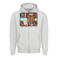 Dove Grey Cows Serape Leopard Gemstone Zipper Hoodie - CowCowDesign