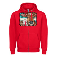 Red Cows Serape Leopard Gemstone Zipper Hoodie - CowCowDesign