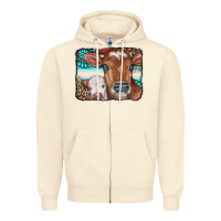 Sandshell Cows Serape Leopard Gemstone Zipper Hoodie - CowCowDesign