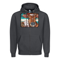 Cows Serape Leopard Gemstone Zipper Hoodie | Teevron