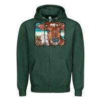Sports Green Cows Serape Leopard Gemstone Zipper Hoodie - CowCowDesign
