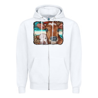 White Cows Serape Leopard Gemstone Zipper Hoodie - CowCowDesign