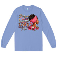 Colony Blue Blessed is she who has believed afro woman Long Sleeve Tee - RanaPortraitStore