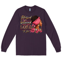Plum Blessed is she who has believed afro woman Long Sleeve Tee - RanaPortraitStore