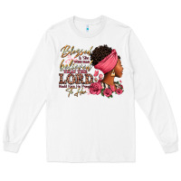 White Blessed is she who has believed afro woman Long Sleeve Tee - RanaPortraitStore