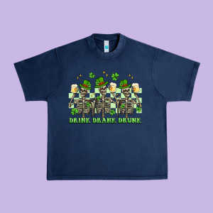 St. Patrick's Day Skeletons Drink Drank Drunk Urban Heavy Tee Designed By Artiststas