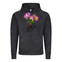 Vintage Black Bitterroot Flower Illustrations Vintage Hoodie - LillyAllenDesigns