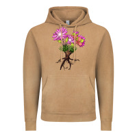 Vintage Camel Bitterroot Flower Illustrations Vintage Hoodie - LillyAllenDesigns