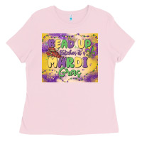 Bubblegum Pink bead up bitches it's mardi gras Ladies Tee - MaliasSmallBusiness