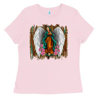 Bubblegum Pink lady of guadalupe Ladies Tee - Jasminsmagicworld