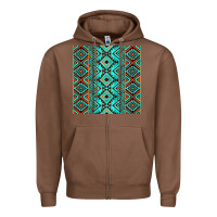 Chestnut Aztec Turquoise Pattern Zipper Hoodie - CowCowDesign