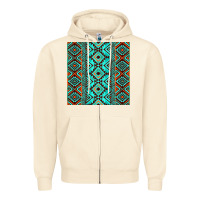 Sandshell Aztec Turquoise Pattern Zipper Hoodie - CowCowDesign