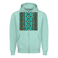 Seafoam Aztec Turquoise Pattern Zipper Hoodie - CowCowDesign
