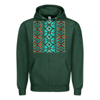 Sports Green Aztec Turquoise Pattern Zipper Hoodie - CowCowDesign
