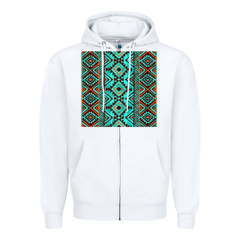 Aztec Turquoise Pattern Zipper Hoodie by CowCowDesign | Teevron